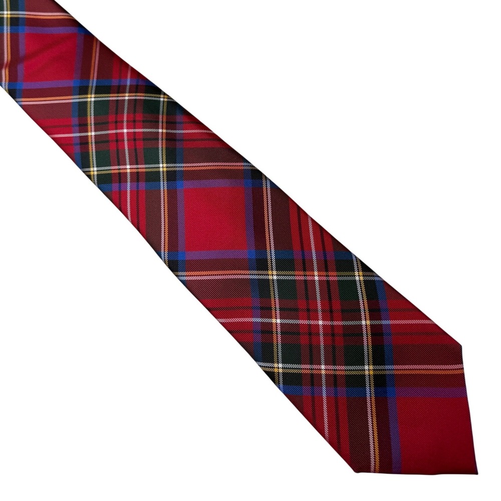 Tommy Hilfiger Mens Red Plaid Classic Necktie‎ 3.25 Inch Width